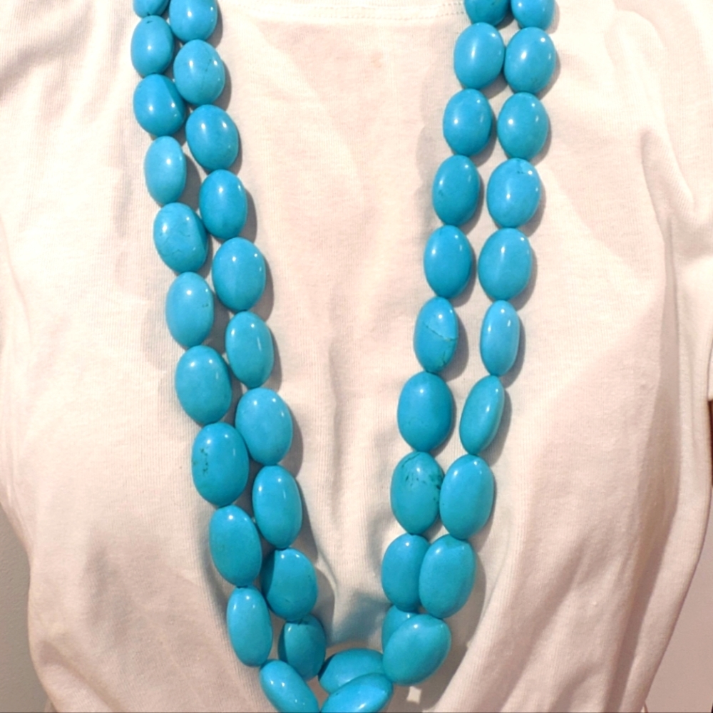 Turquoise Multi Strand Statement Necklace - image 4